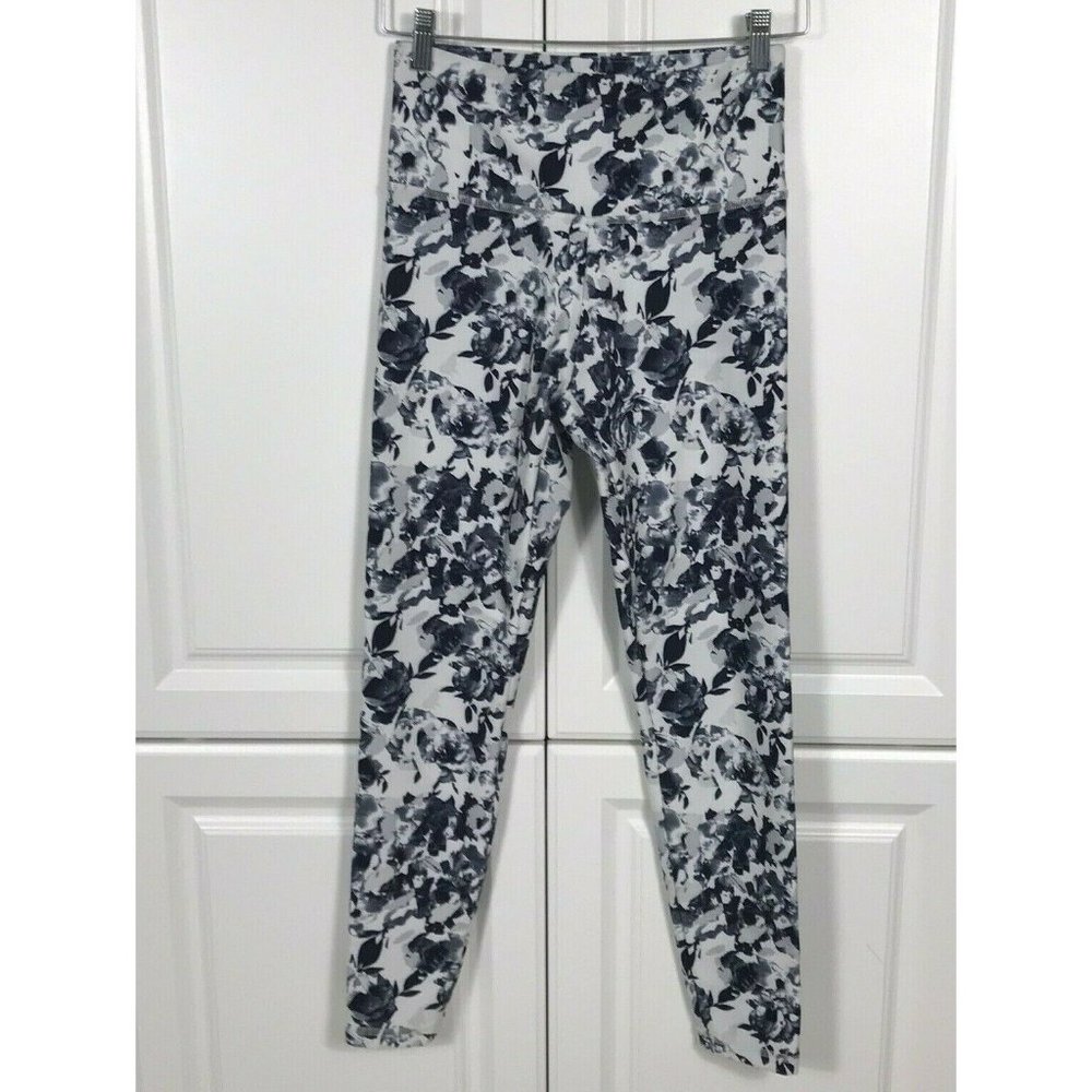 Balance Collection Womens M Legging White Black Gray Floral Print High Waist Gym